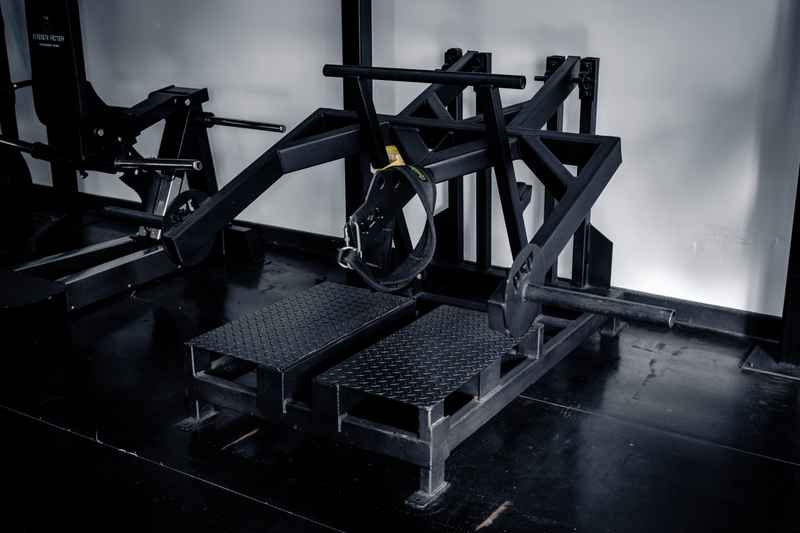 Belt squat machine at Strength Factory gym, Westhoughton